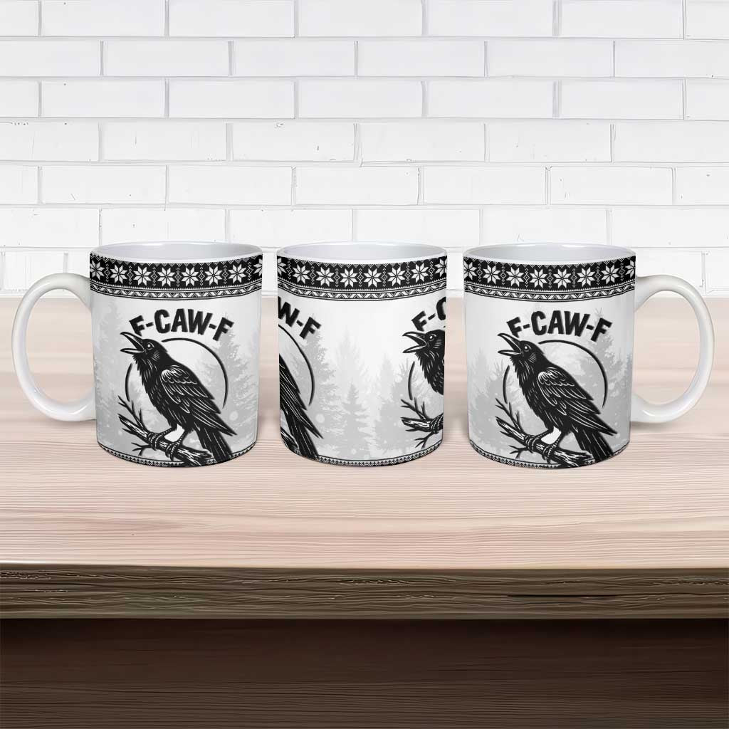 Funny Christmas F Caw F Raven Ceramic Mug Merry Craw Mas - Wonder Print Shop