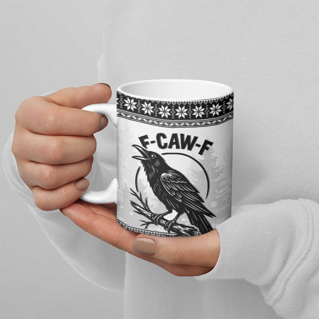 Funny Christmas F Caw F Raven Ceramic Mug Merry Craw Mas - Wonder Print Shop