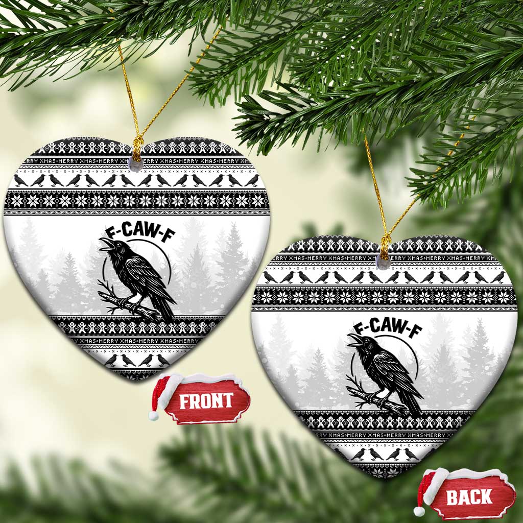 Funny Christmas F Caw F Raven Ceramic Ornament Merry Craw Mas - Wonder Print Shop