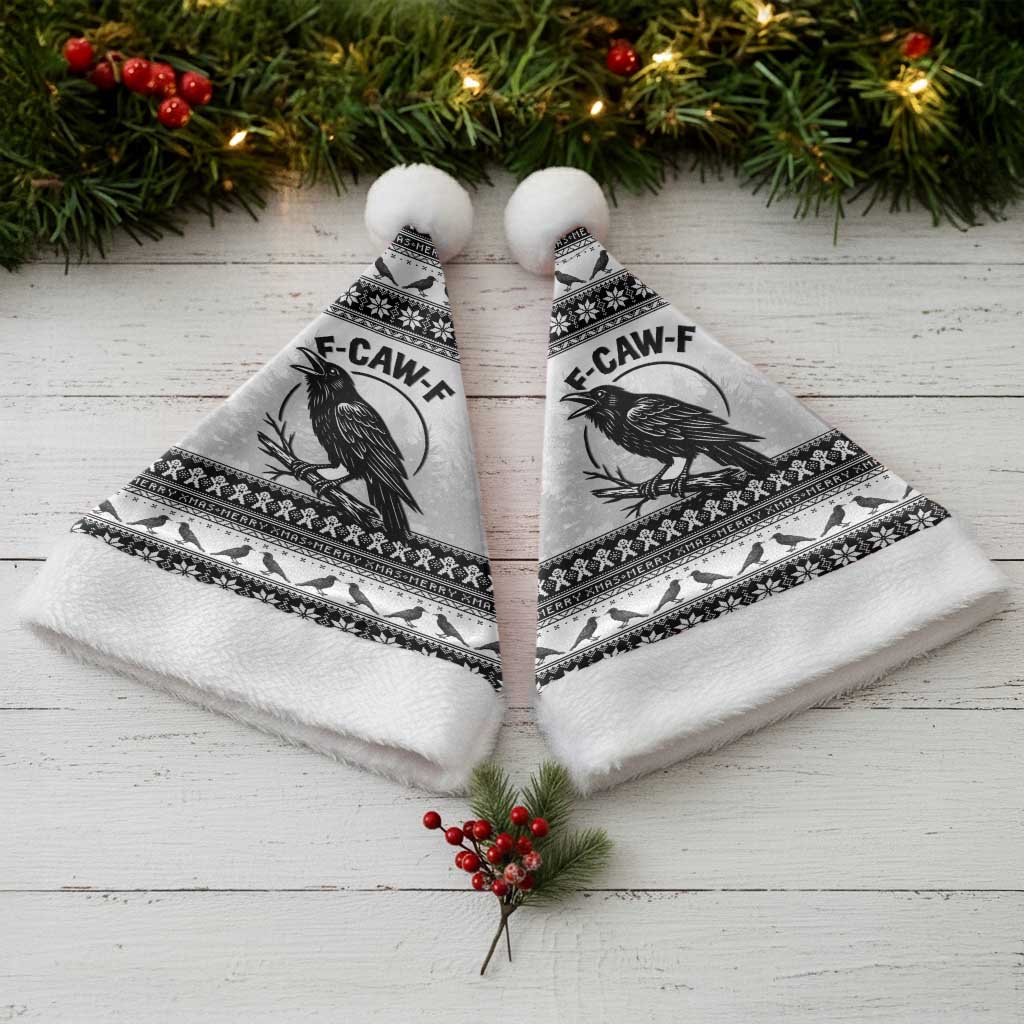 Funny Christmas F Caw F Raven Christmas Santa Hat Merry Craw Mas - Wonder Print Shop