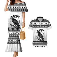 Funny Christmas F Caw F Raven Couples Matching Mermaid Dress and Hawaiian Shirt Merry Craw Mas - Wonder Print Shop