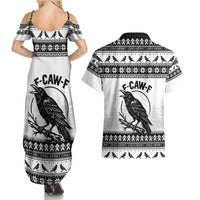 Funny Christmas F Caw F Raven Couples Matching Summer Maxi Dress and Hawaiian Shirt Merry Craw Mas - Wonder Print Shop