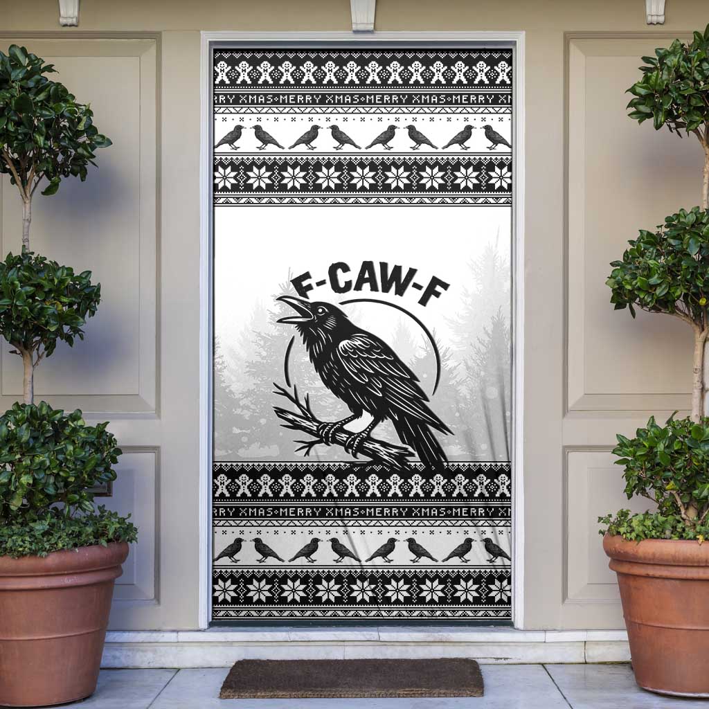 Funny Christmas F Caw F Raven Door Cover Merry Craw Mas - Wonder Print Shop