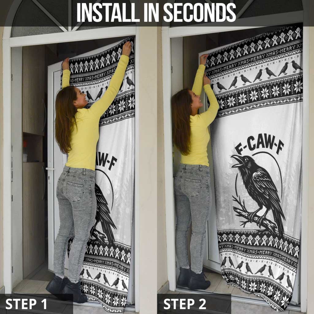 Funny Christmas F Caw F Raven Door Cover Merry Craw Mas - Wonder Print Shop
