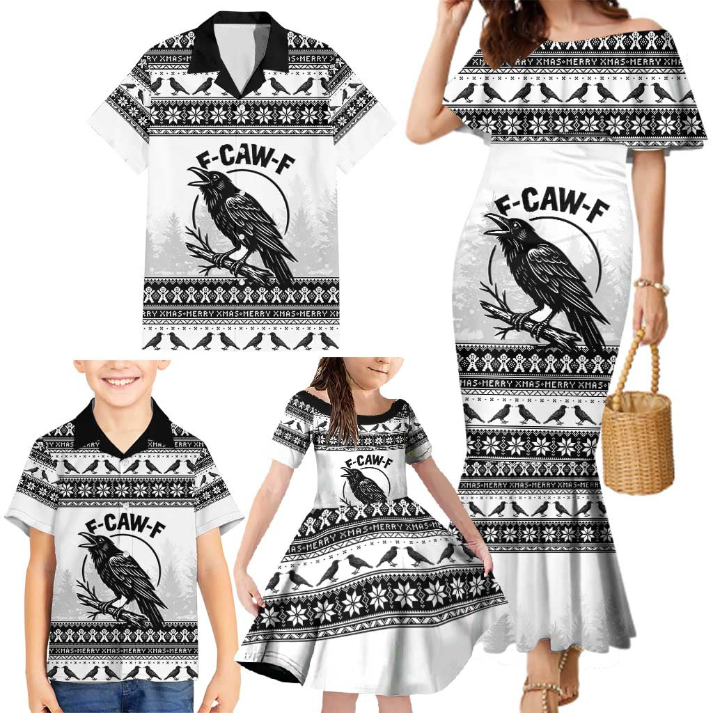 Funny Christmas F Caw F Raven Family Matching Mermaid Dress and Hawaiian Shirt Merry Craw Mas - Wonder Print Shop