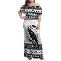 Funny Christmas F Caw F Raven Family Matching Off Shoulder Maxi Dress and Hawaiian Shirt Merry Craw Mas - Wonder Print Shop