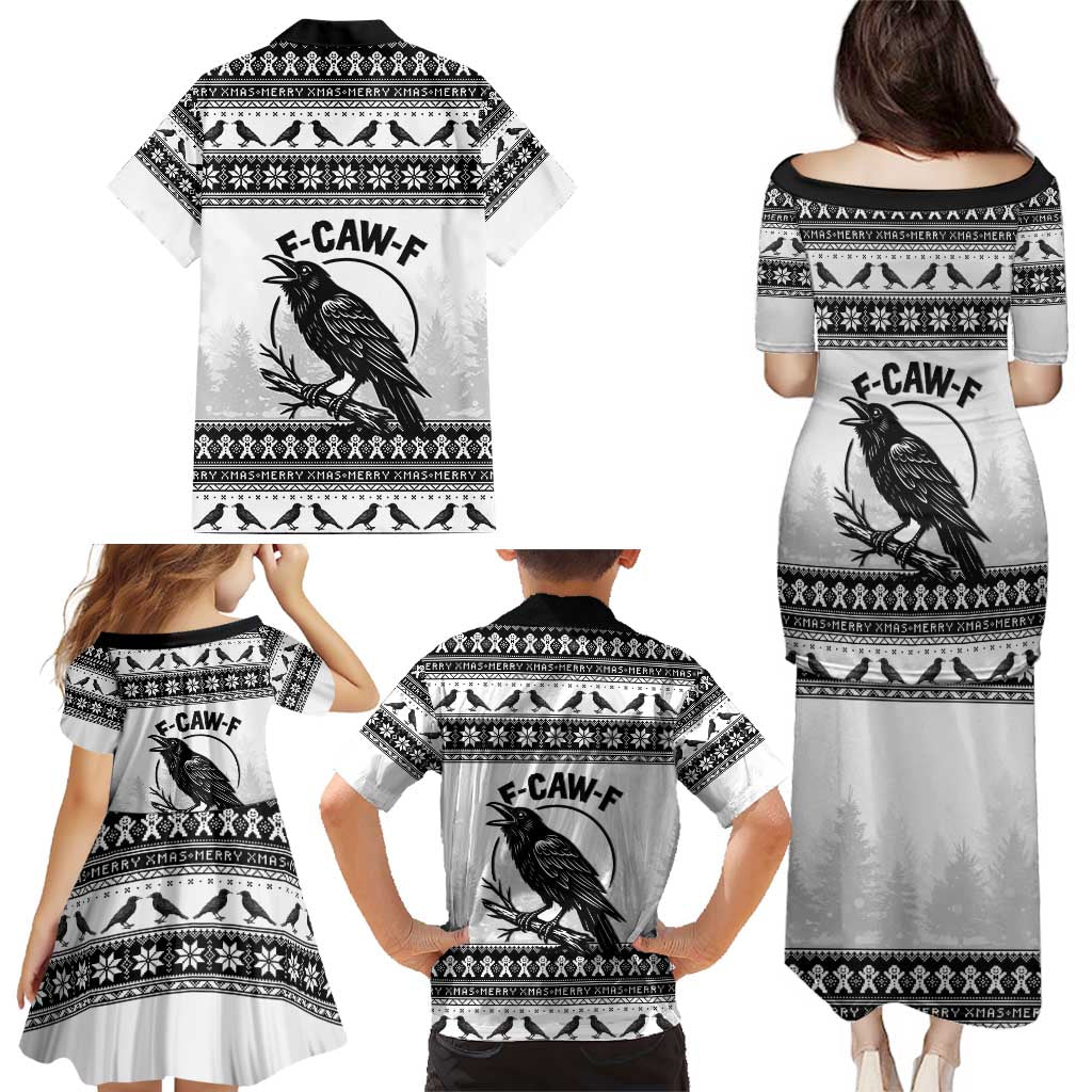 Funny Christmas F Caw F Raven Family Matching Puletasi and Hawaiian Shirt Merry Craw Mas - Wonder Print Shop