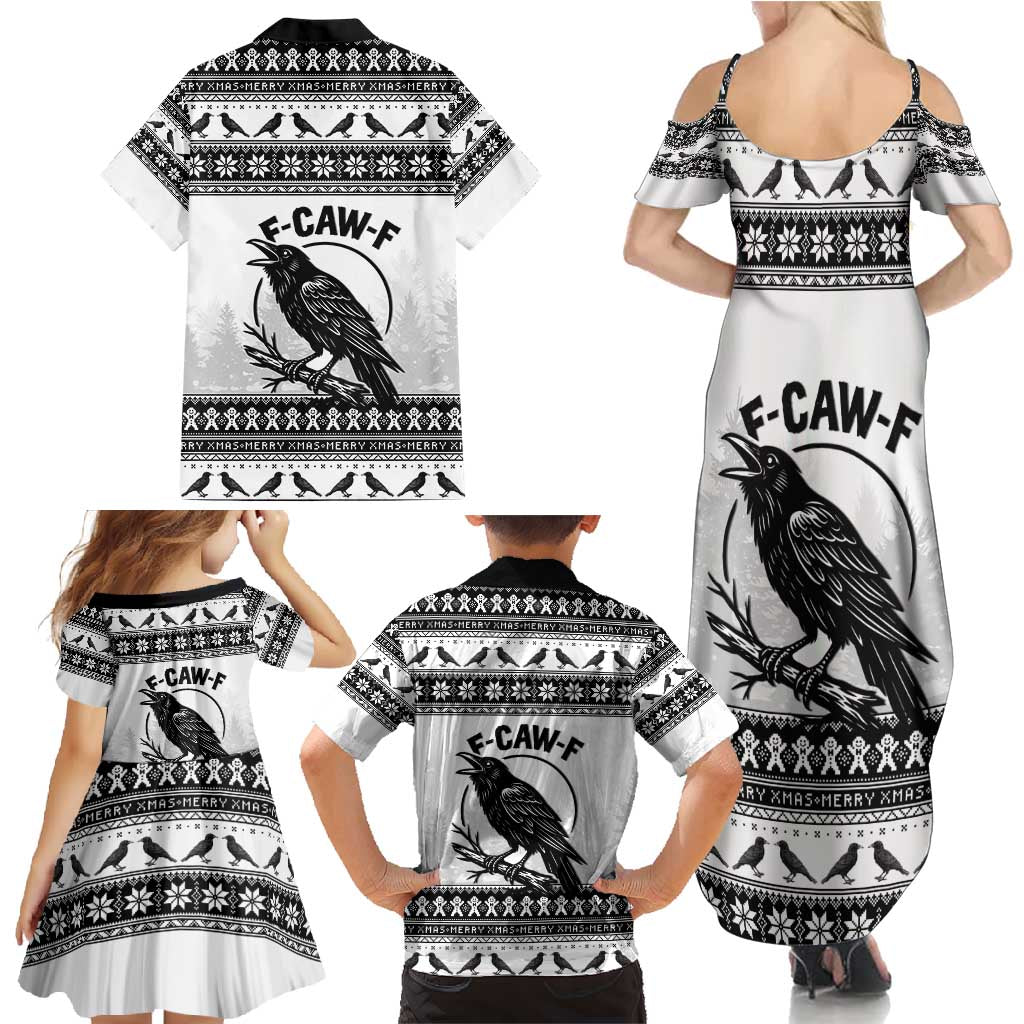 Funny Christmas F Caw F Raven Family Matching Summer Maxi Dress and Hawaiian Shirt Merry Craw Mas - Wonder Print Shop