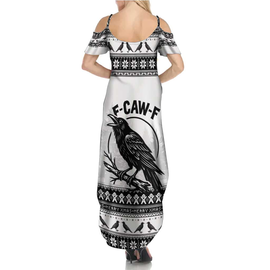 Funny Christmas F Caw F Raven Family Matching Summer Maxi Dress and Hawaiian Shirt Merry Craw Mas - Wonder Print Shop