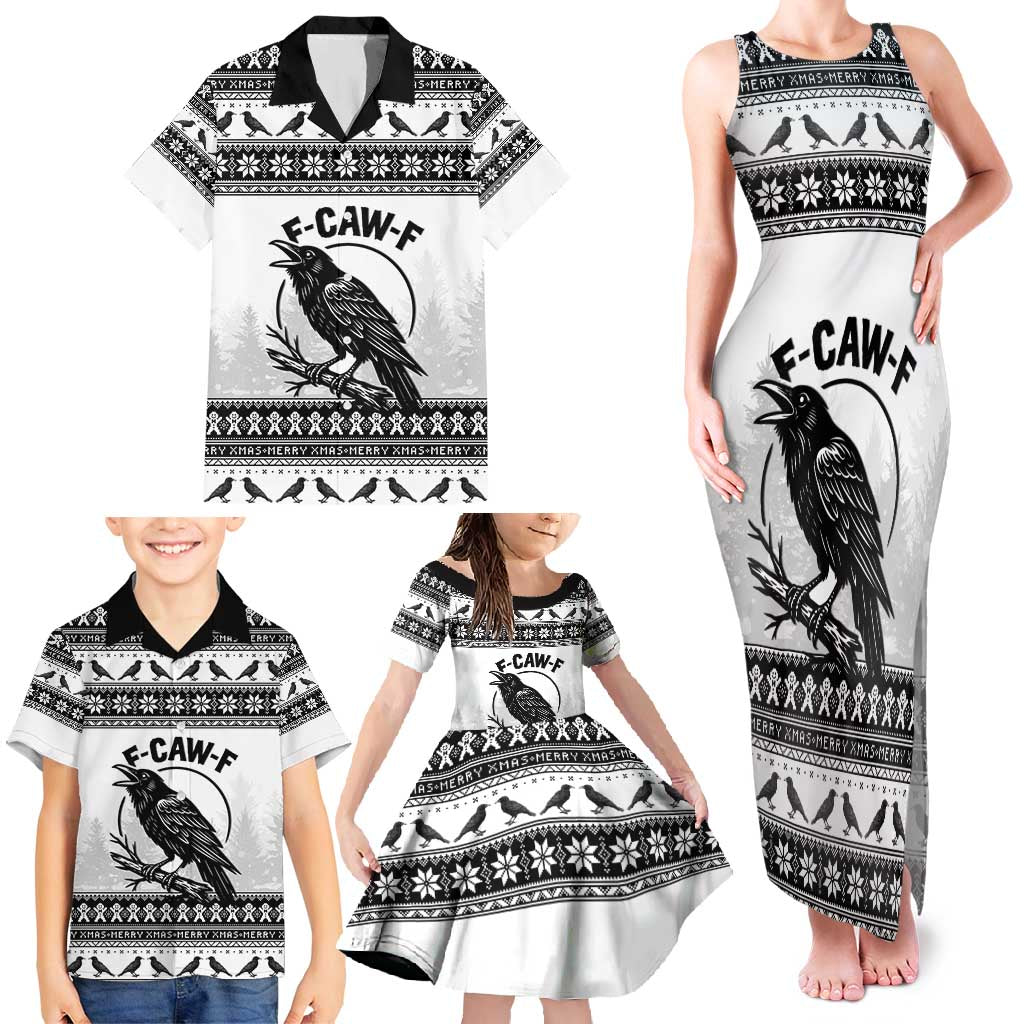 Funny Christmas F Caw F Raven Family Matching Tank Maxi Dress and Hawaiian Shirt Merry Craw Mas - Wonder Print Shop
