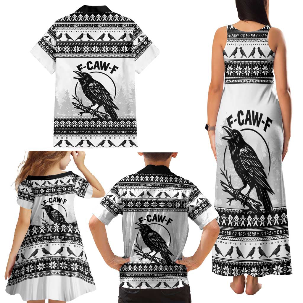 Funny Christmas F Caw F Raven Family Matching Tank Maxi Dress and Hawaiian Shirt Merry Craw Mas - Wonder Print Shop