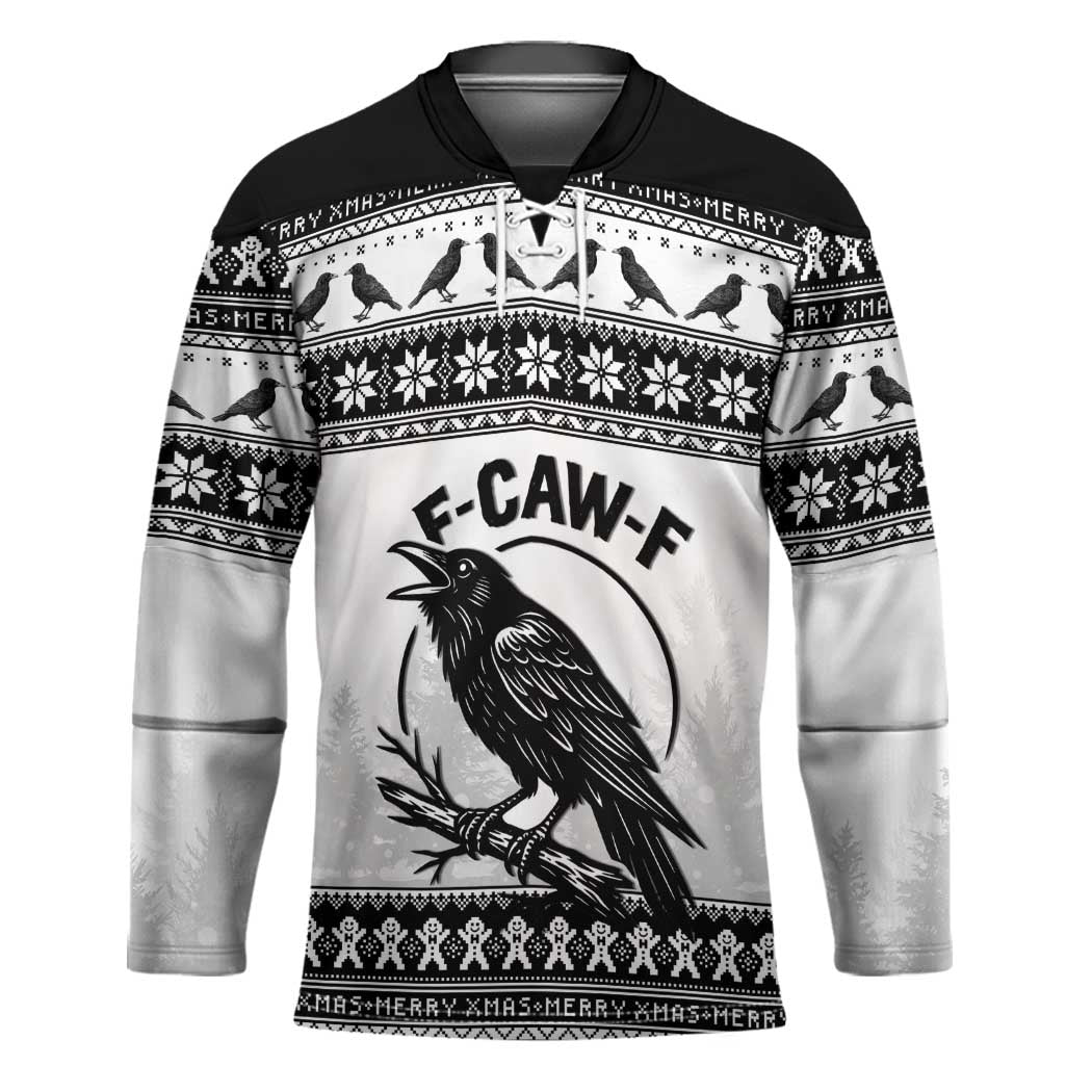 Funny Christmas F Caw F Raven Hockey Jersey Merry Craw Mas - Wonder Print Shop