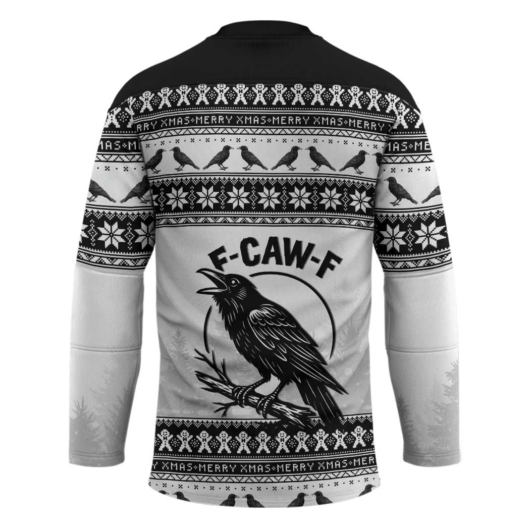 Funny Christmas F Caw F Raven Hockey Jersey Merry Craw Mas - Wonder Print Shop