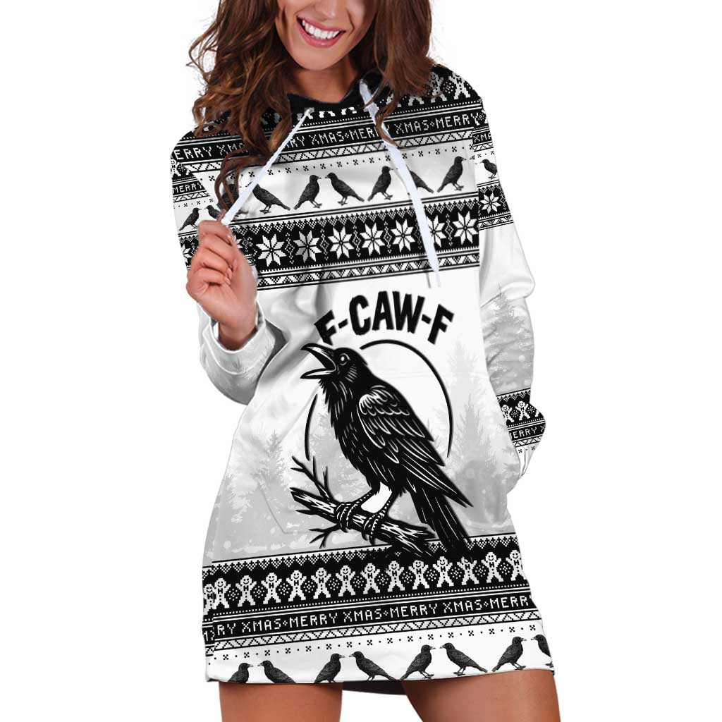 Funny Christmas F Caw F Raven Hoodie Dress Merry Craw Mas - Wonder Print Shop