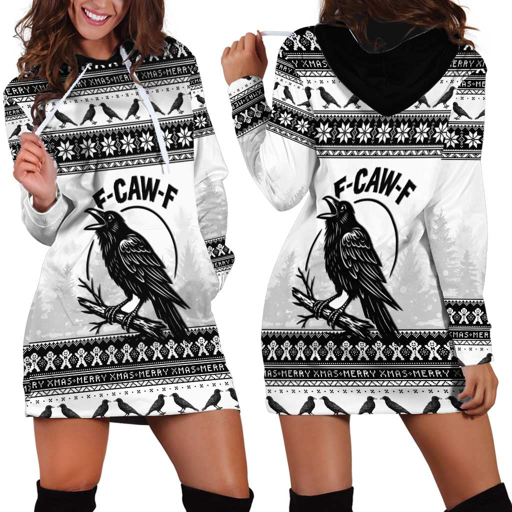 Funny Christmas F Caw F Raven Hoodie Dress Merry Craw Mas - Wonder Print Shop