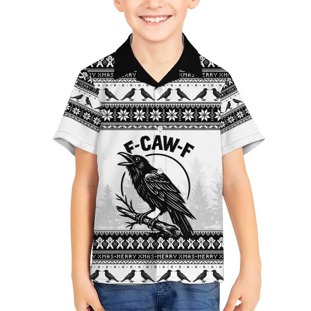 Funny Christmas F Caw F Raven Kid Hawaiian Shirt Merry Craw Mas - Wonder Print Shop