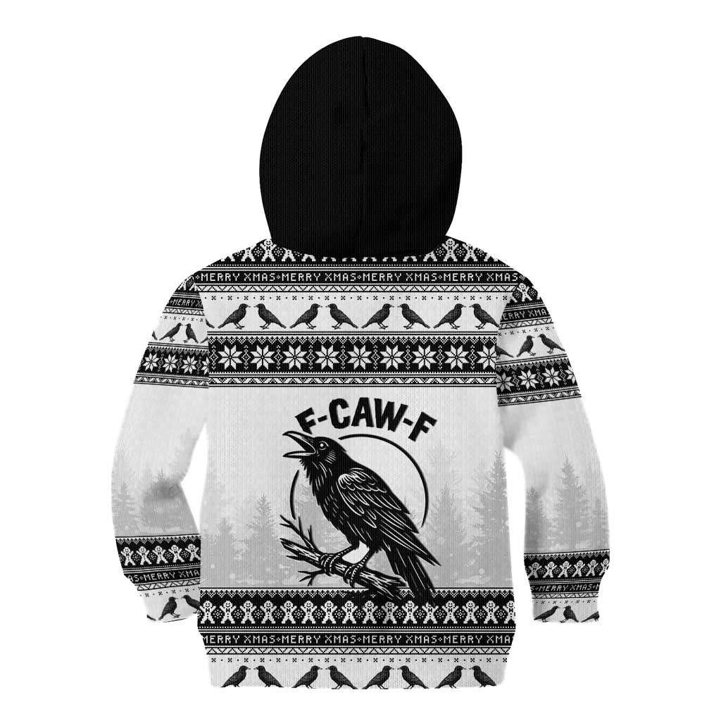 Funny Christmas F Caw F Raven Kid Hoodie Merry Craw Mas - Wonder Print Shop