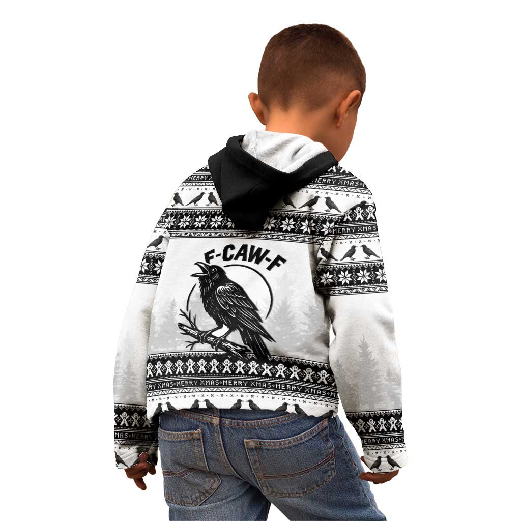 Funny Christmas F Caw F Raven Kid Hoodie Merry Craw Mas - Wonder Print Shop