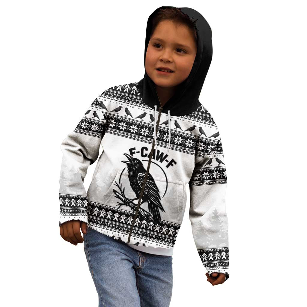 Funny Christmas F Caw F Raven Kid Hoodie Merry Craw Mas - Wonder Print Shop