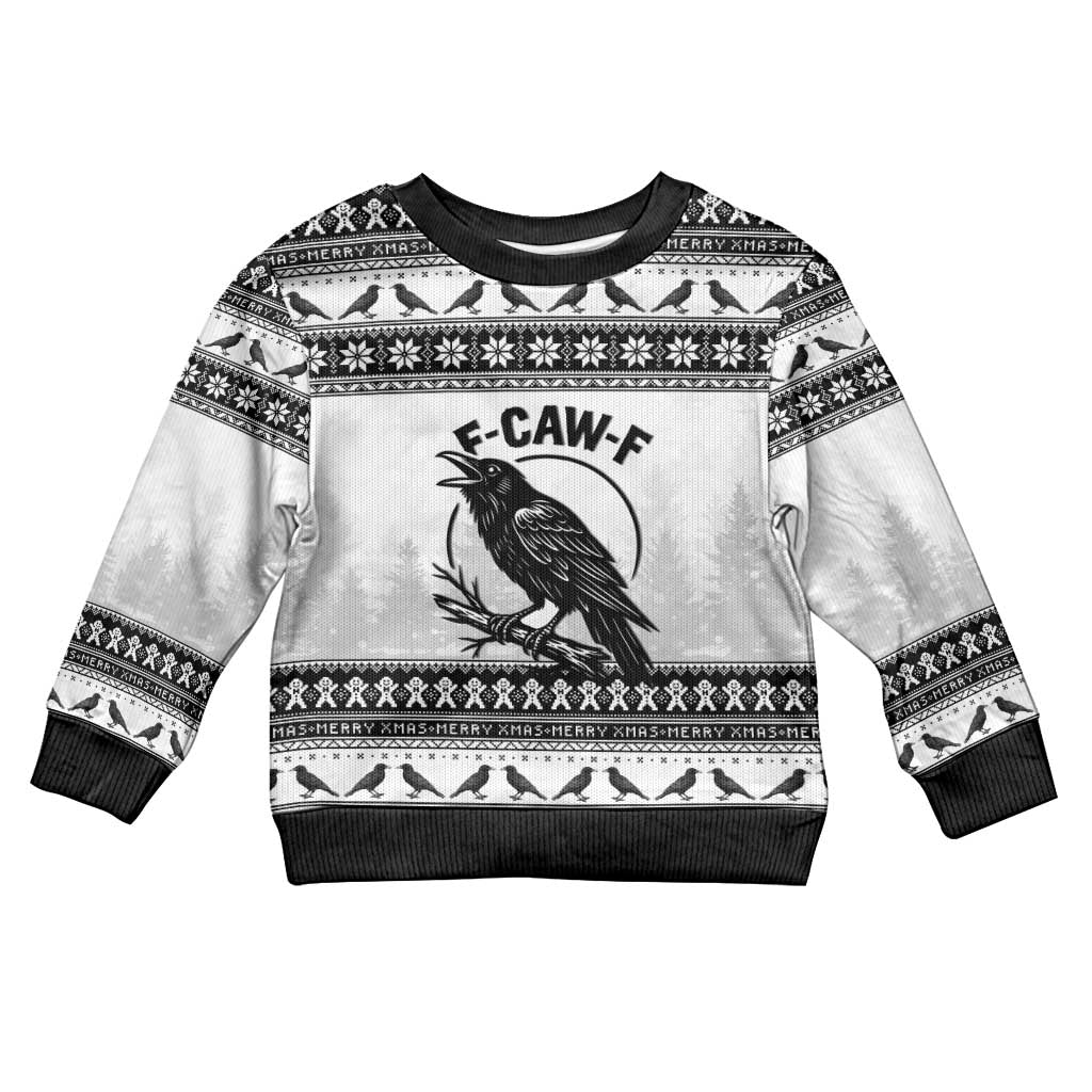 Funny Christmas F Caw F Raven Kid Ugly Christmas Sweater Merry Craw Mas - Wonder Print Shop