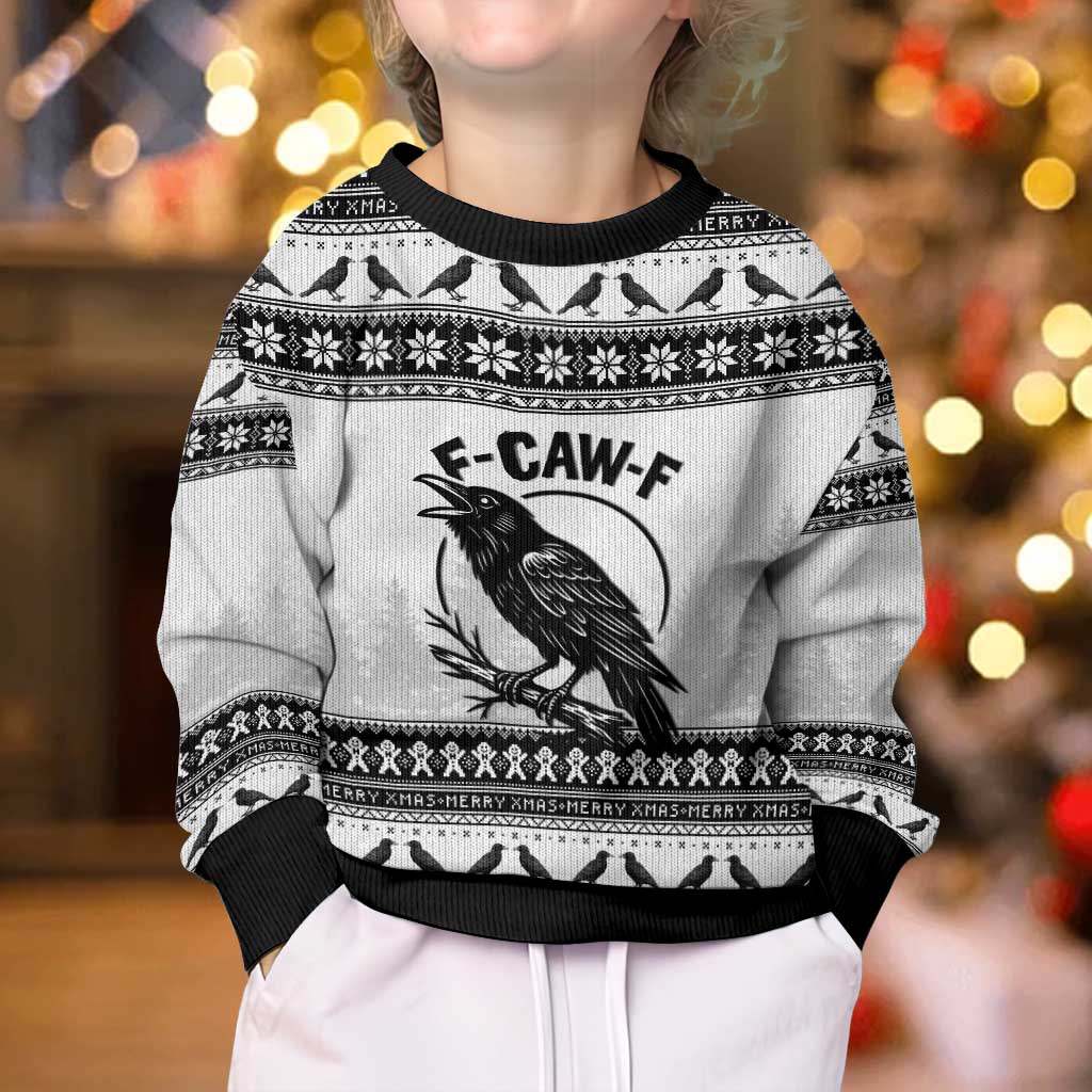 Funny Christmas F Caw F Raven Kid Ugly Christmas Sweater Merry Craw Mas - Wonder Print Shop