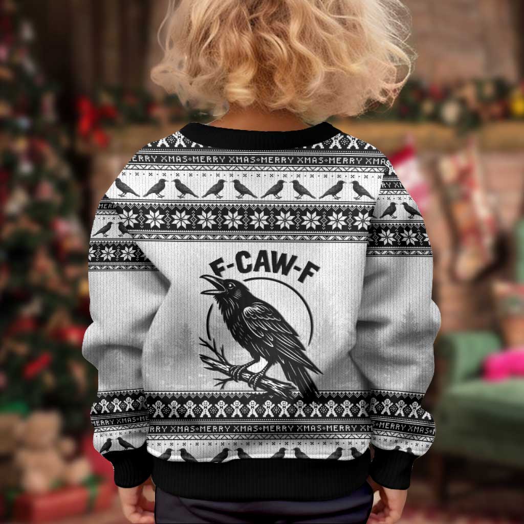 Funny Christmas F Caw F Raven Kid Ugly Christmas Sweater Merry Craw Mas - Wonder Print Shop