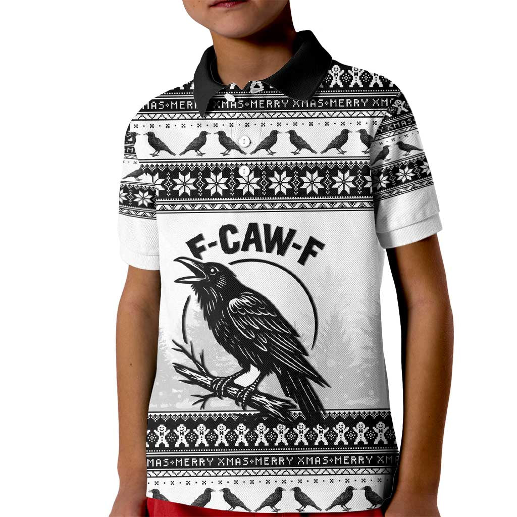 Funny Christmas F Caw F Raven Kid Polo Shirt Merry Craw Mas - Wonder Print Shop