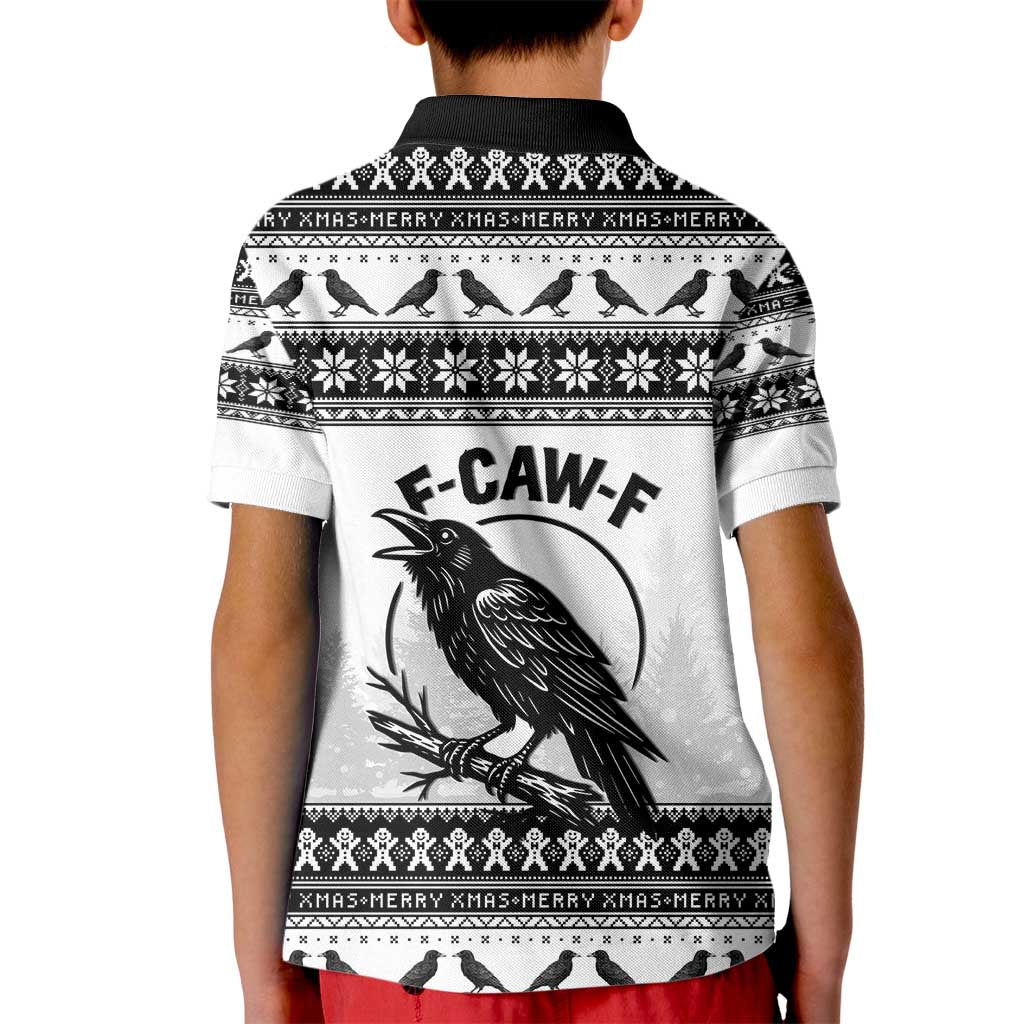 Funny Christmas F Caw F Raven Kid Polo Shirt Merry Craw Mas - Wonder Print Shop