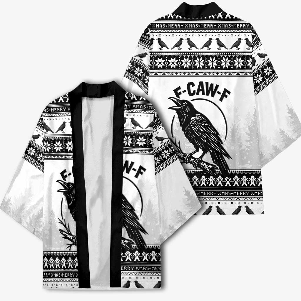 Funny Christmas F Caw F Raven Kimono Merry Craw Mas - Wonder Print Shop