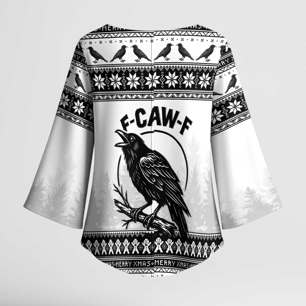 Funny Christmas F Caw F Raven Kimono Sleeve Blouse Merry Craw Mas - Wonder Print Shop