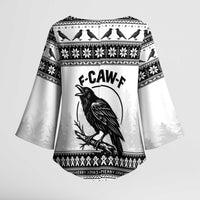 Funny Christmas F Caw F Raven Kimono Sleeve Blouse Merry Craw Mas - Wonder Print Shop