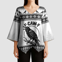 Funny Christmas F Caw F Raven Kimono Sleeve Blouse Merry Craw Mas - Wonder Print Shop
