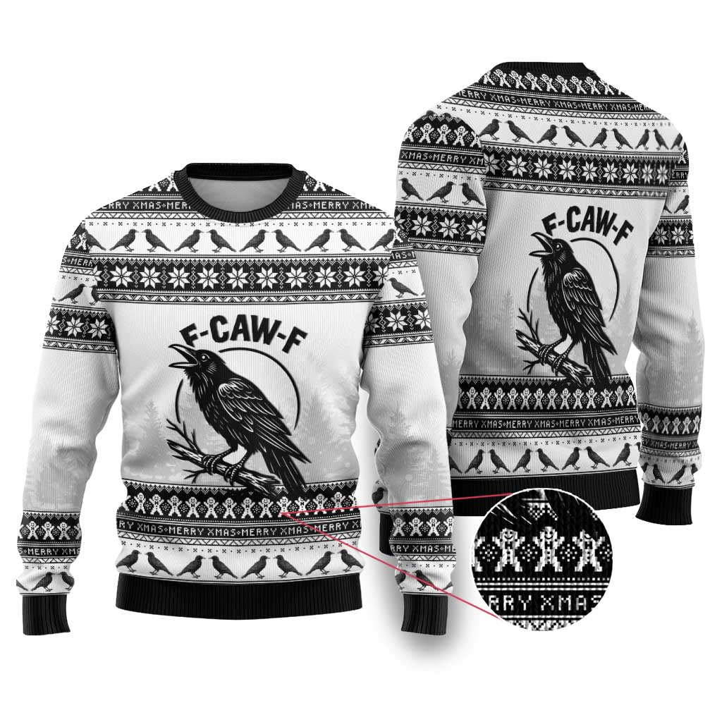 Funny Christmas F Caw F Raven Ugly Christmas Sweater Merry Craw Mas - Wonder Print Shop