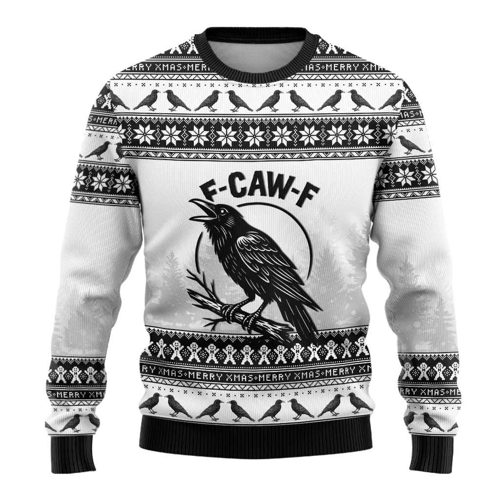 Funny Christmas F Caw F Raven Ugly Christmas Sweater Merry Craw Mas - Wonder Print Shop