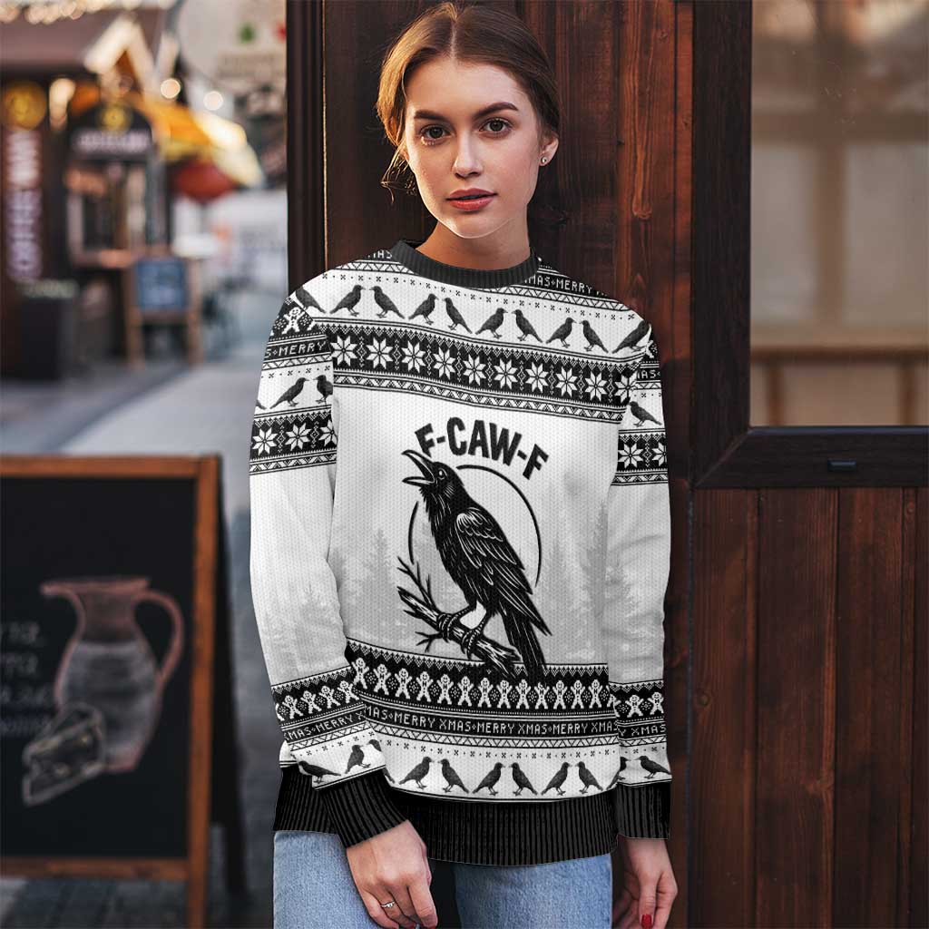 Funny Christmas F Caw F Raven Ugly Christmas Sweater Merry Craw Mas - Wonder Print Shop