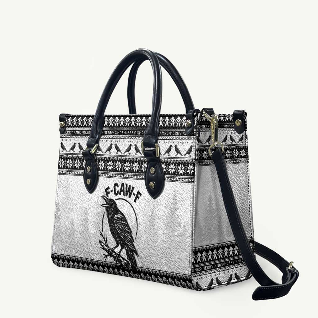 Funny Christmas F Caw F Raven Leather Bag Merry Craw Mas - Wonder Print Shop