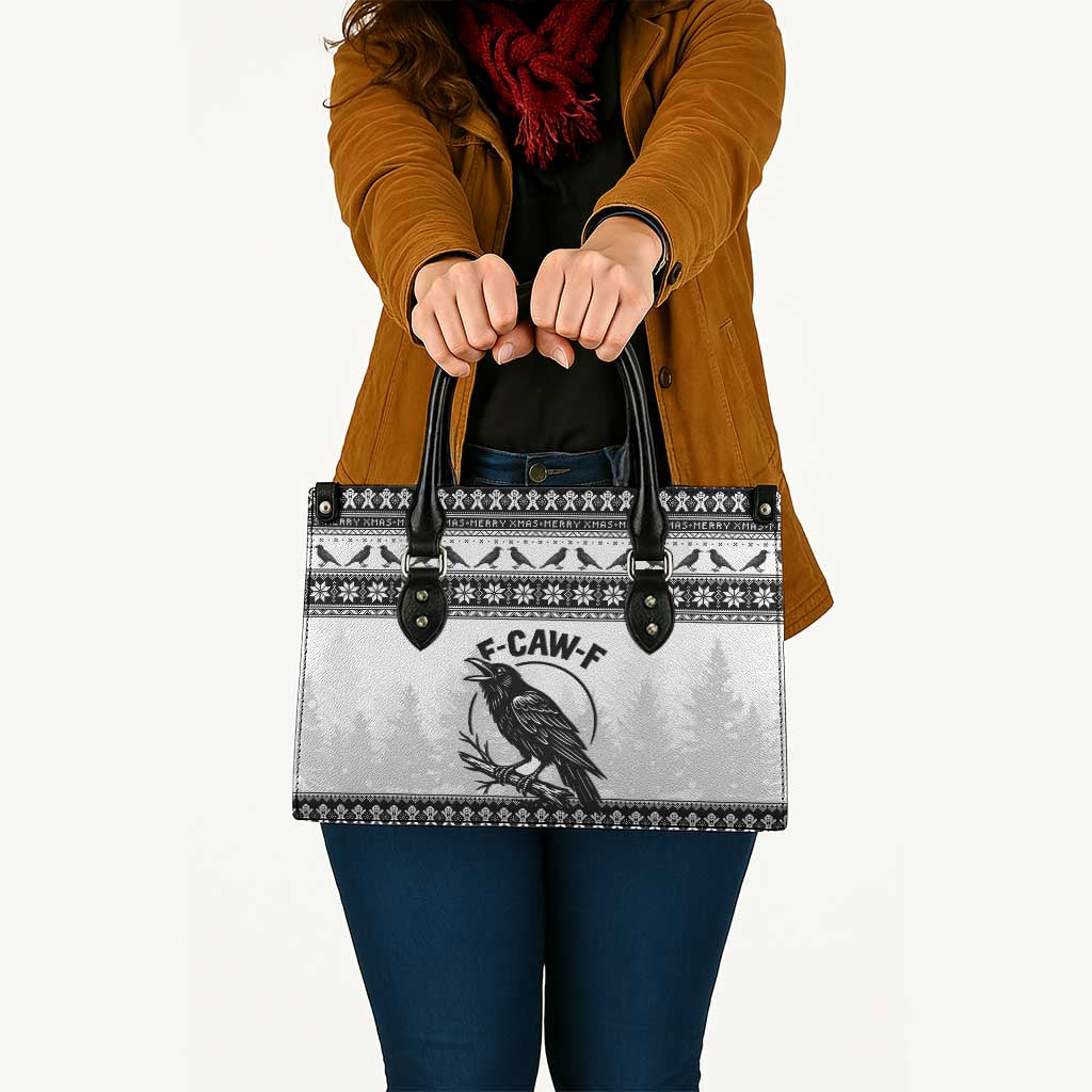 Funny Christmas F Caw F Raven Leather Bag Merry Craw Mas - Wonder Print Shop