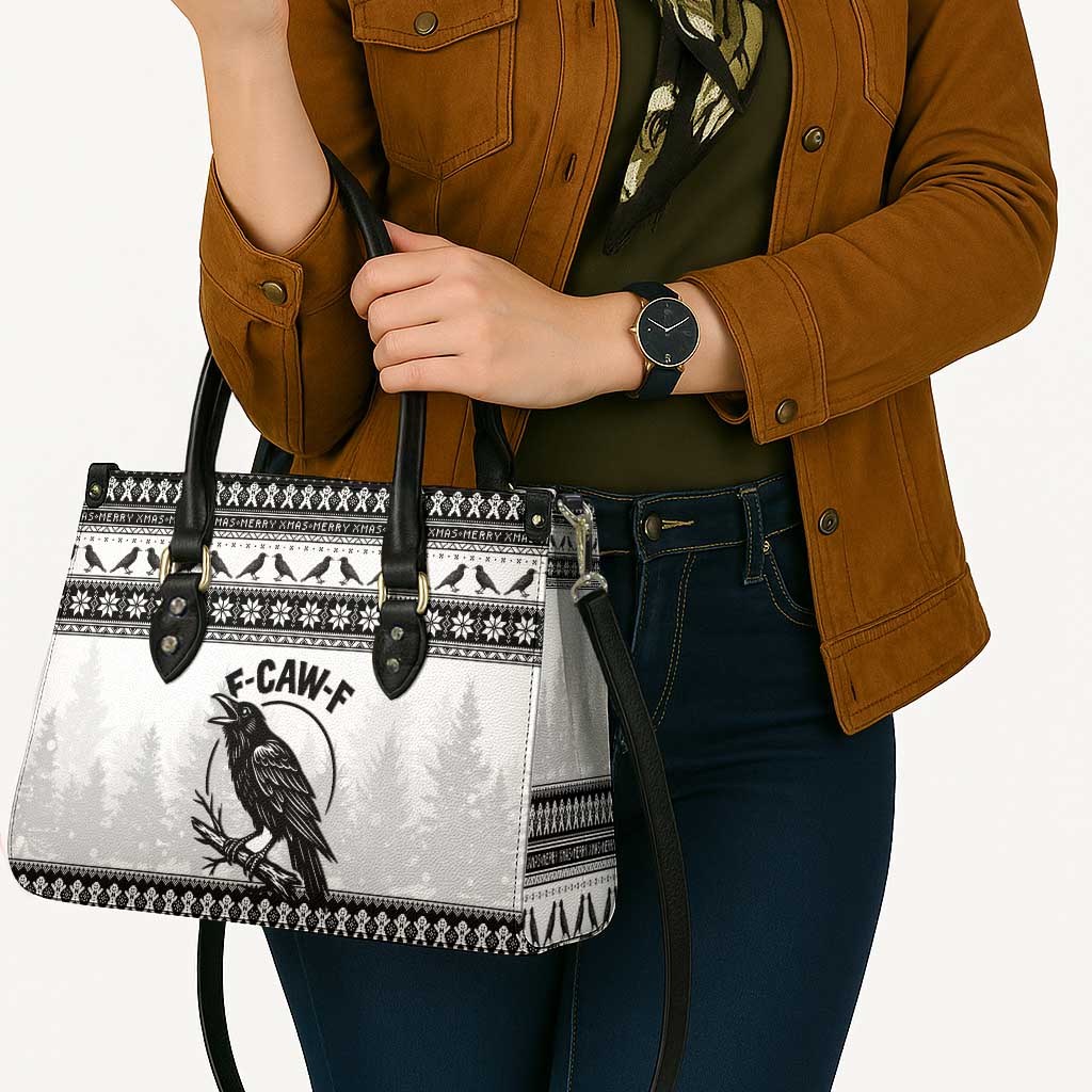 Funny Christmas F Caw F Raven Leather Bag Merry Craw Mas - Wonder Print Shop