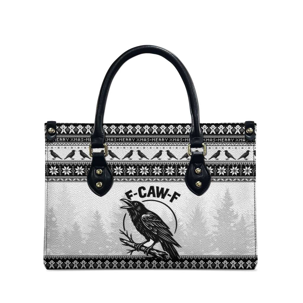 Funny Christmas F Caw F Raven Leather Bag Merry Craw Mas - Wonder Print Shop