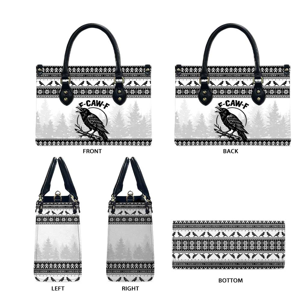 Funny Christmas F Caw F Raven Leather Bag Merry Craw Mas - Wonder Print Shop