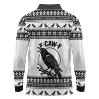 Funny Christmas F Caw F Raven Long Sleeve Polo Shirt Merry Craw Mas - Wonder Print Shop