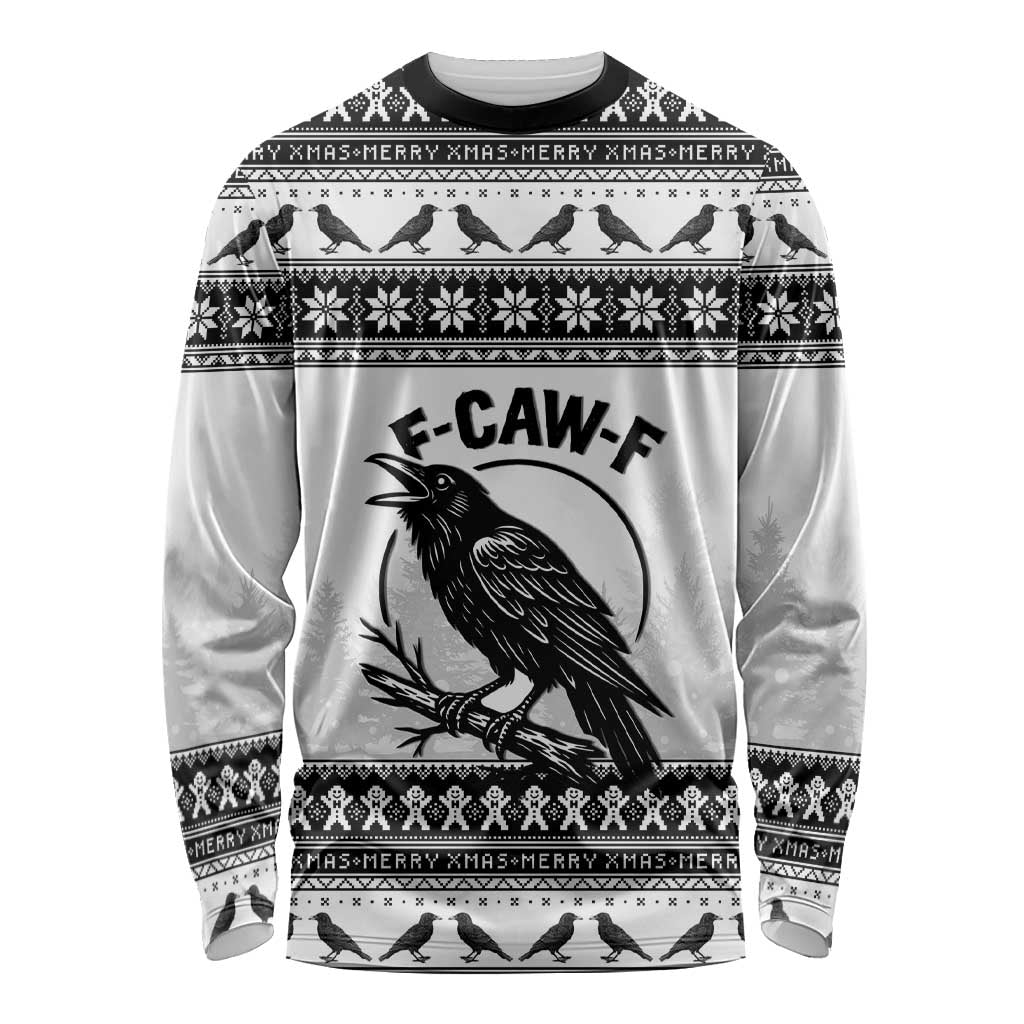 Funny Christmas F Caw F Raven Long Sleeve Shirt Merry Craw Mas - Wonder Print Shop