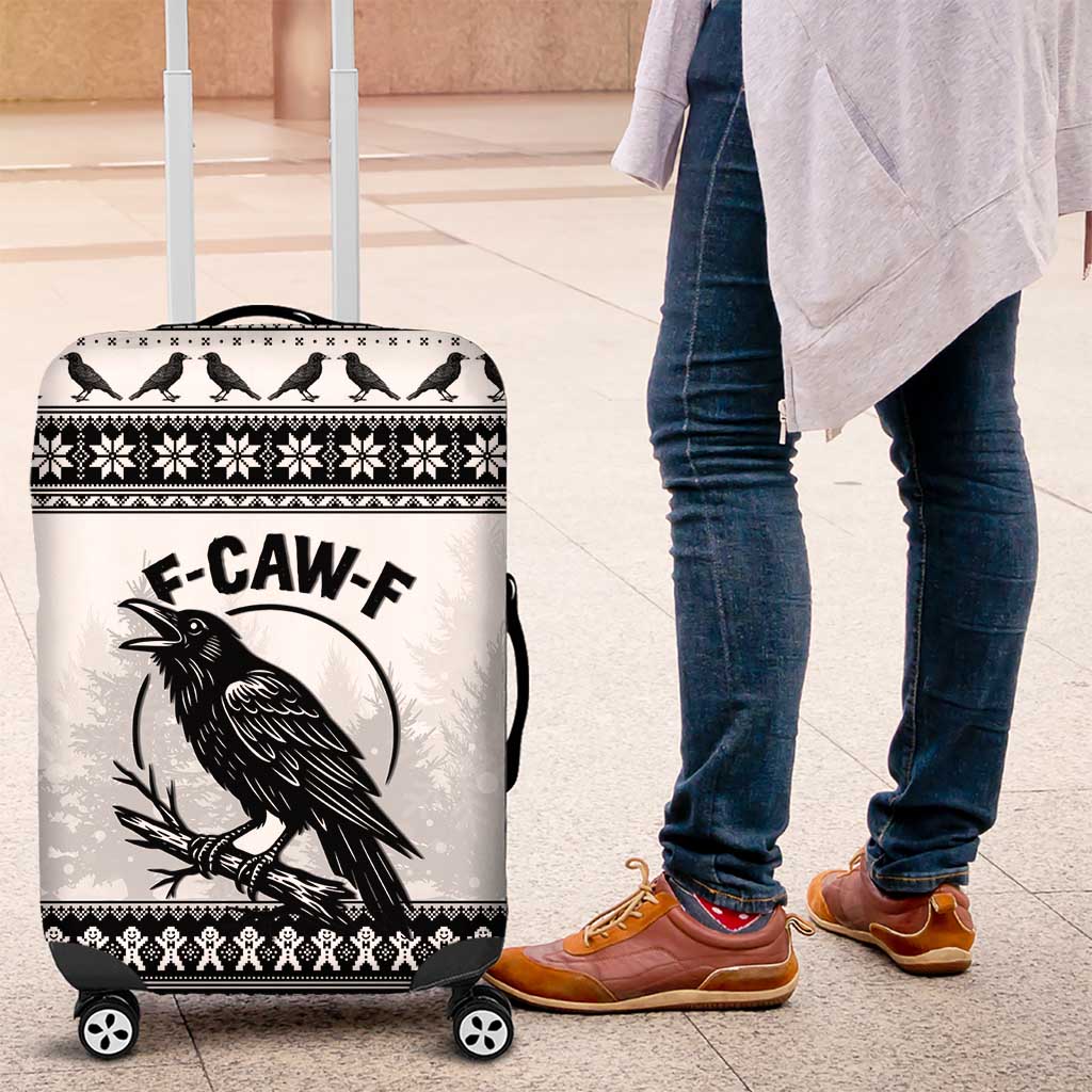 Funny Christmas F Caw F Raven Luggage Cover Merry Craw Mas - Wonder Print Shop