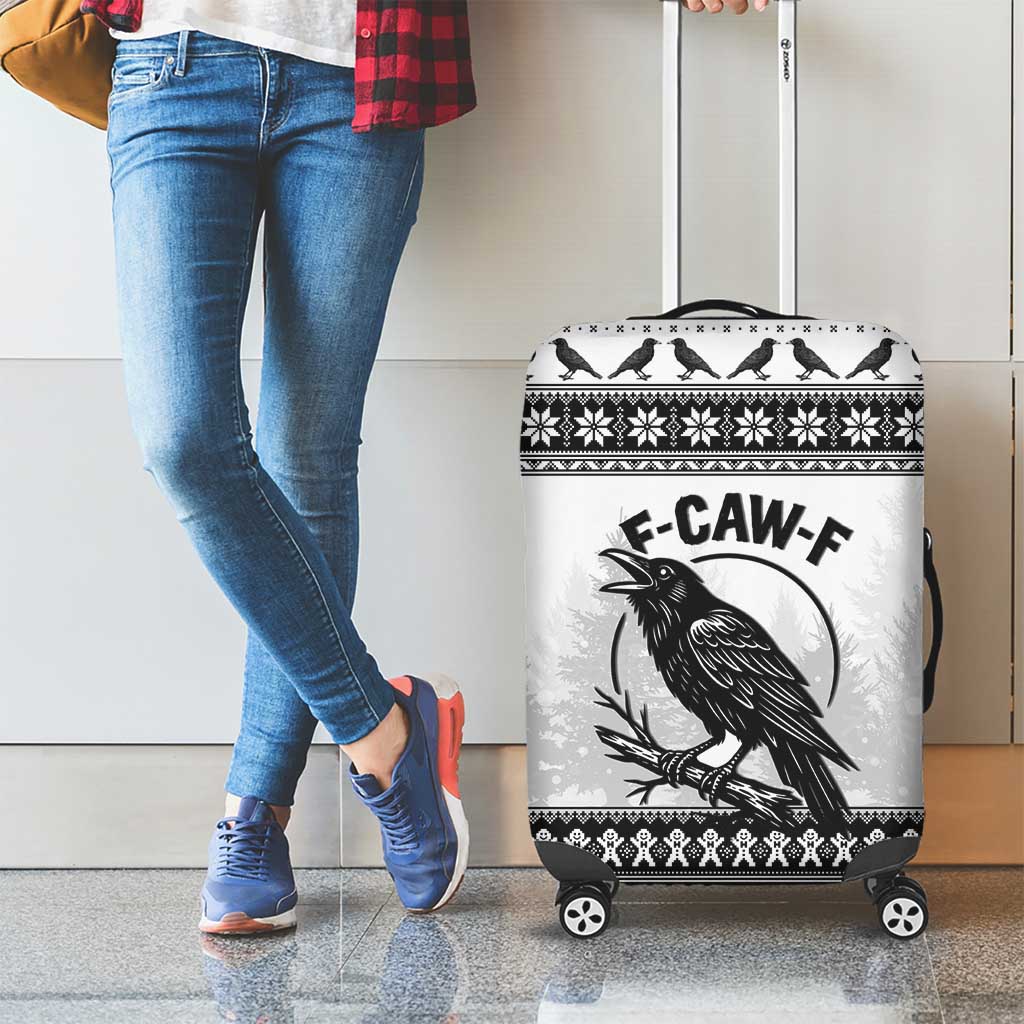 Funny Christmas F Caw F Raven Luggage Cover Merry Craw Mas - Wonder Print Shop