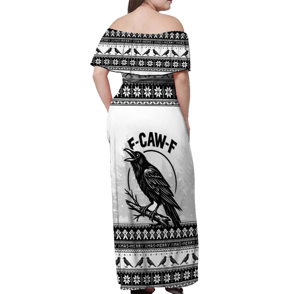 Funny Christmas F Caw F Raven Off Shoulder Maxi Dress Merry Craw Mas - Wonder Print Shop