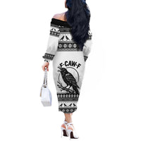 Funny Christmas F Caw F Raven Off The Shoulder Long Sleeve Dress Merry Craw Mas - Wonder Print Shop