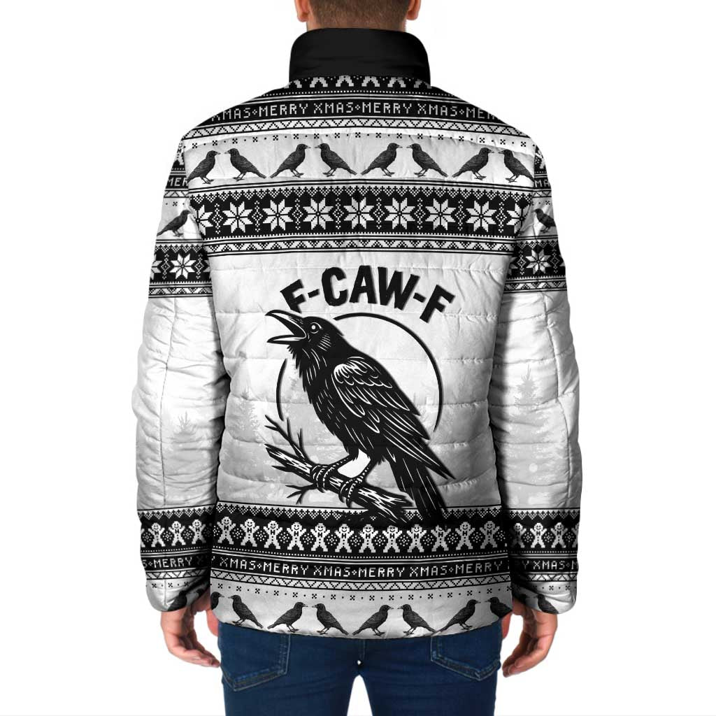 Funny Christmas F Caw F Raven Padded Jacket Merry Craw Mas - Wonder Print Shop