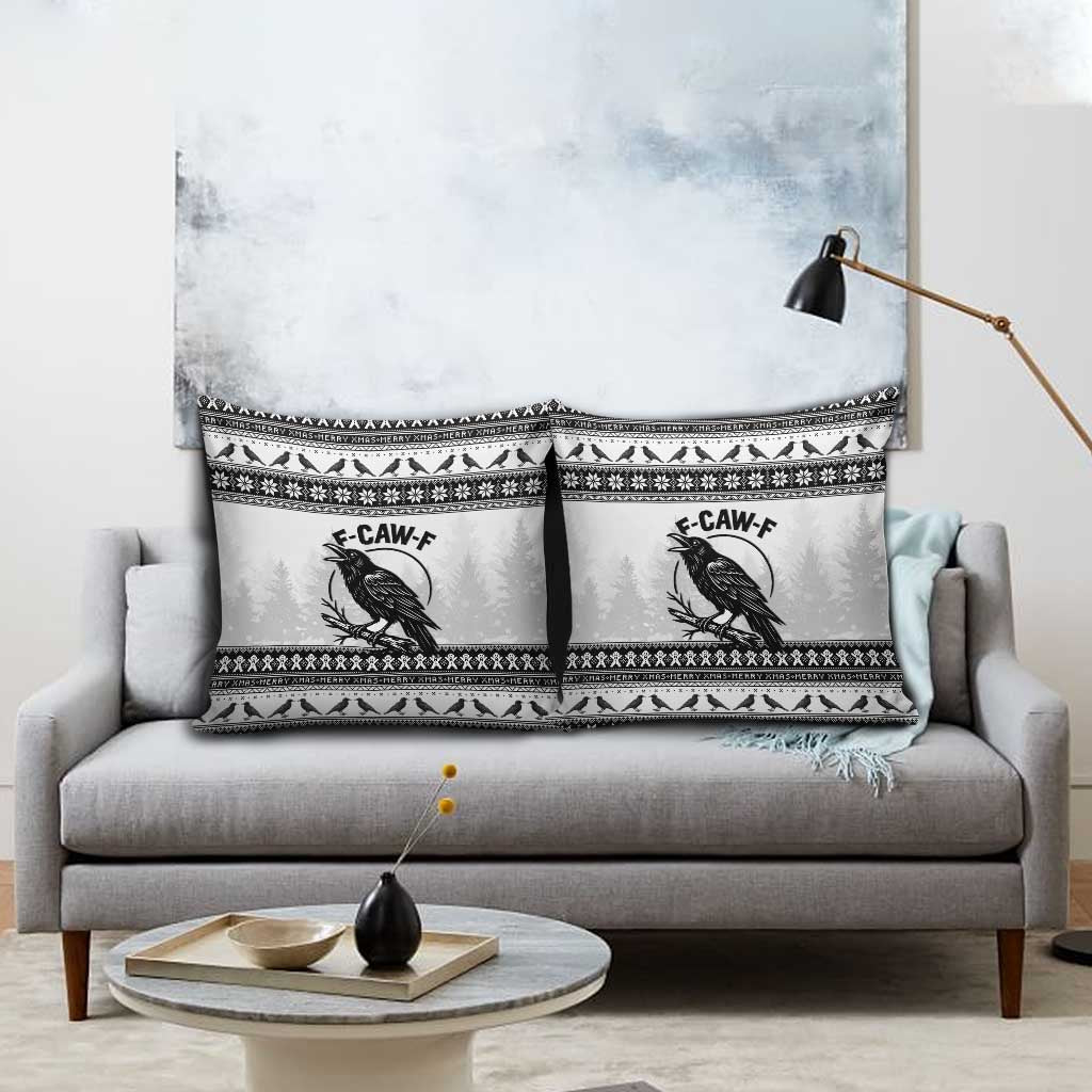 Funny Christmas F Caw F Raven Pillow Cover Merry Craw Mas - Wonder Print Shop