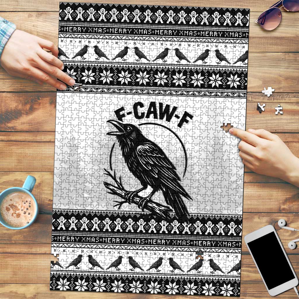 Funny Christmas F Caw F Raven Puzzle Merry Craw Mas - Wonder Print Shop