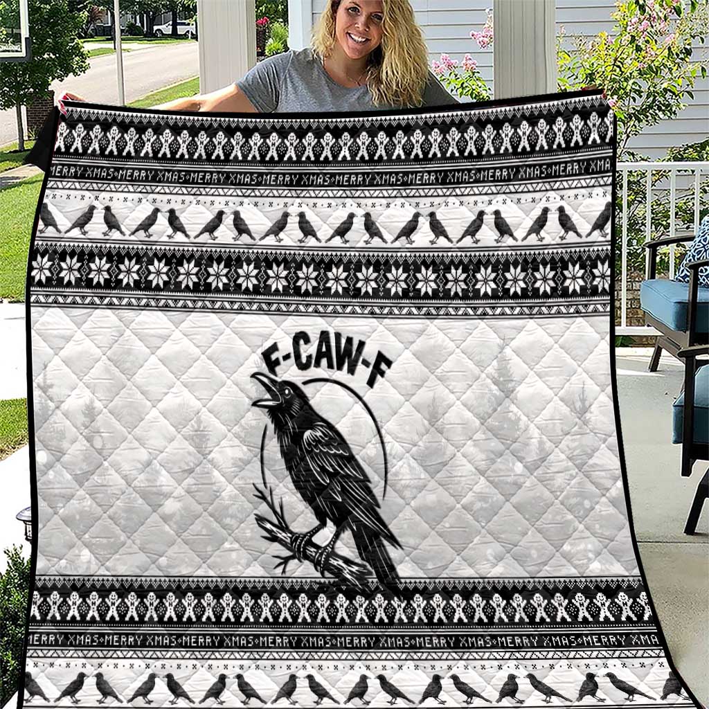 Funny Christmas F Caw F Raven Quilt Merry Craw Mas - Wonder Print Shop